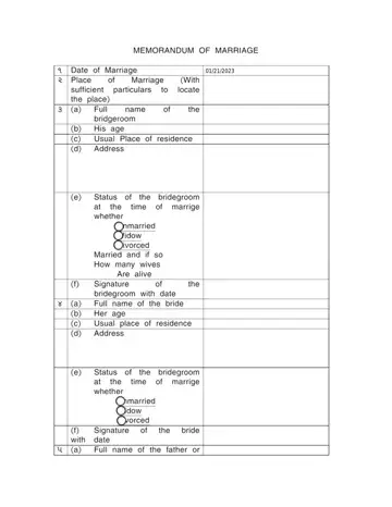 Marriage Certificate Gujarat Form Preview