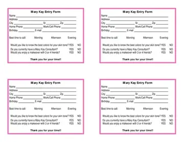 Mary Kay Entry Form Preview