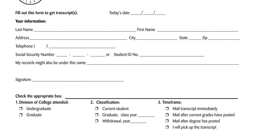 filling out marygrove college transcript request part 1