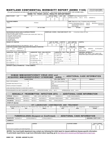 Maryland Confidential Morbidity Report Form Preview