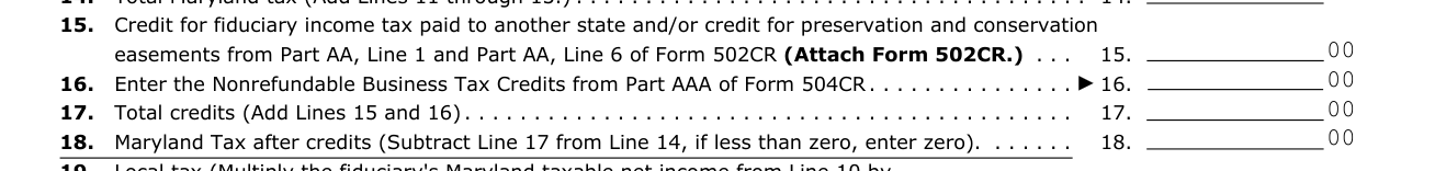 Form 504 example filled out, credit and total credits