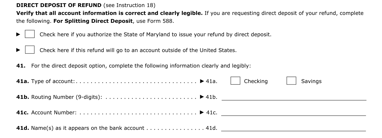 Form 504 example filled out, direct deposit of refund