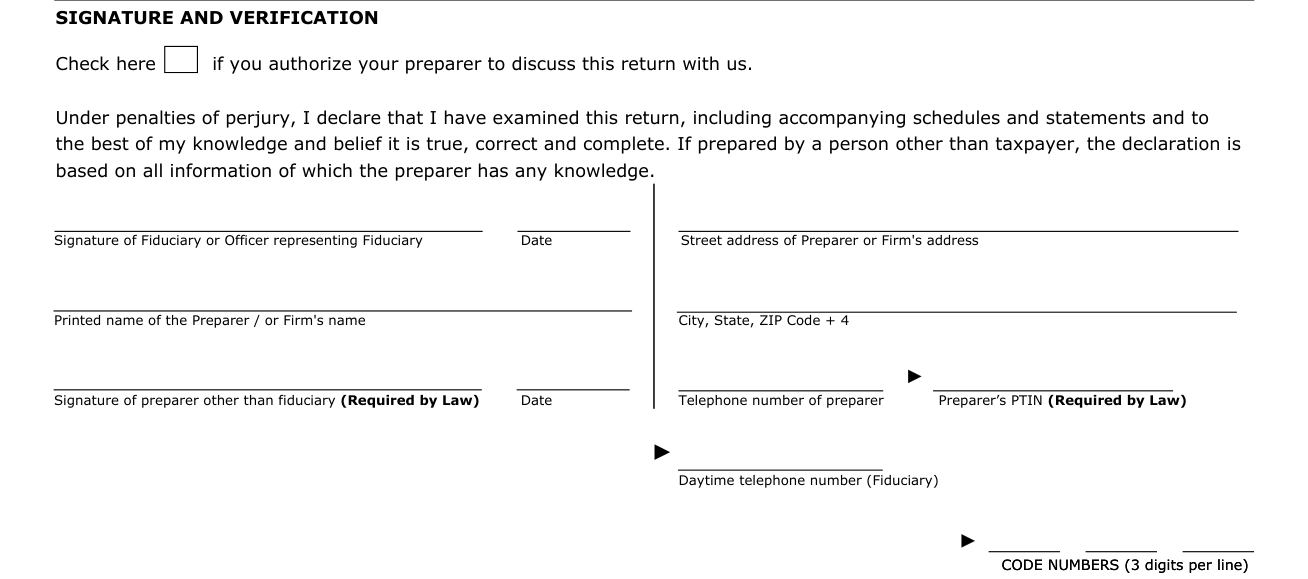 Form 504 example filled out, signature and verification