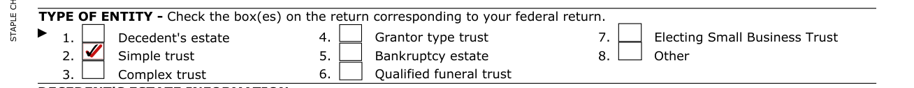 Form 504 example filled out, type of entity