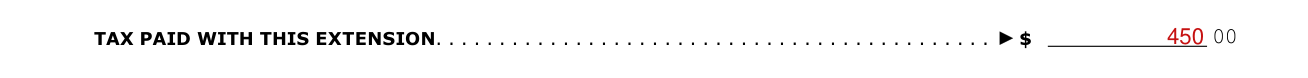 Form 504E example filled out, tax paid with this extension