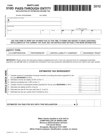 Maryland Form 510D Preview