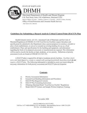 Maryland Haccp Plan Form Preview