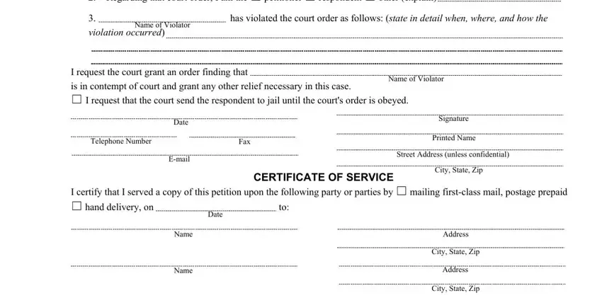 Filling out maryland petition for contempt form part 2