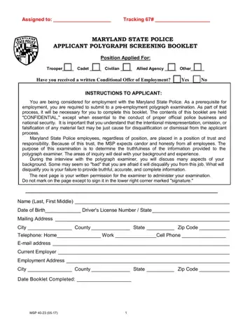 Maryland Polygraph Police Form Preview
