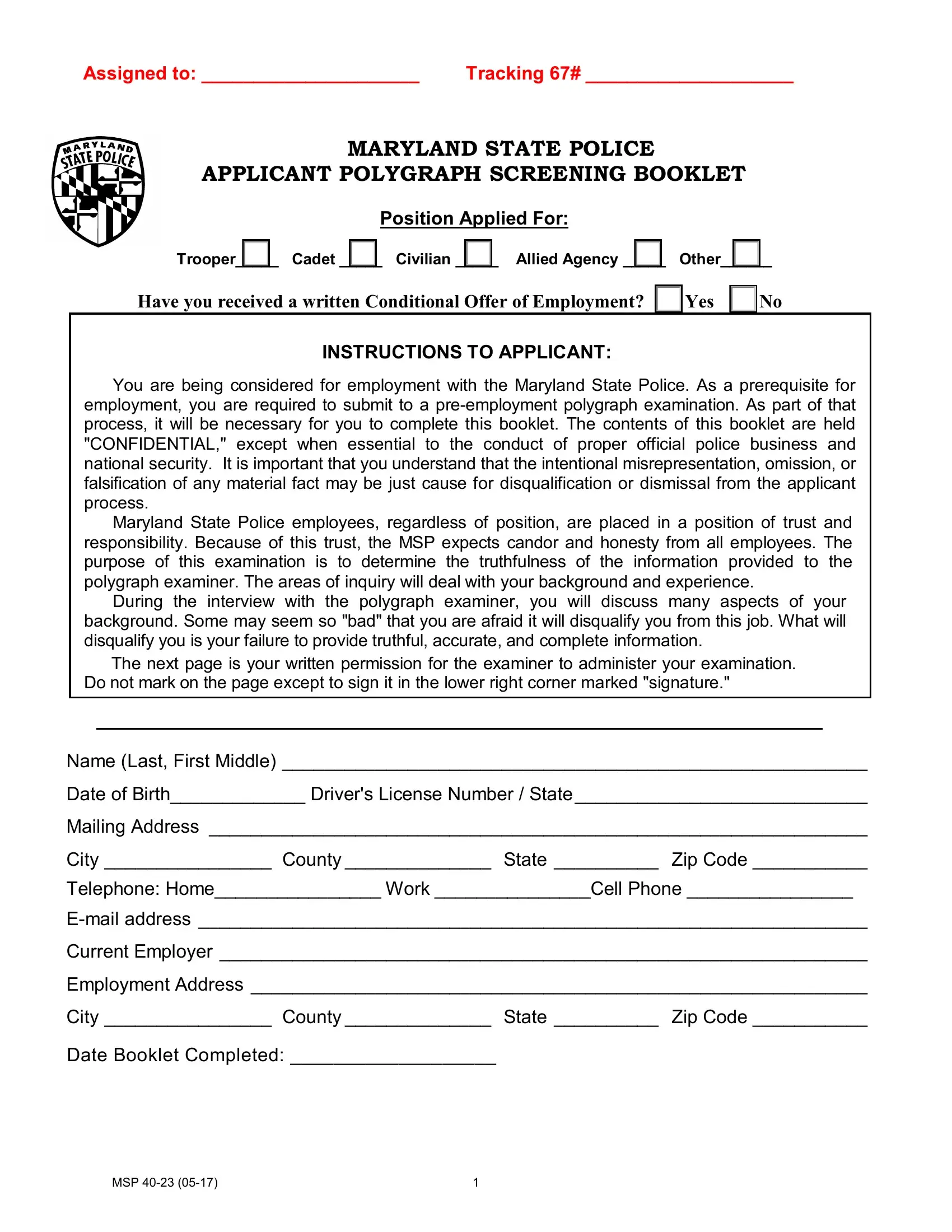 Polygraph　Maryland　PDF　≡　Fill　Police　Form　Forms　Out　Printable　Online