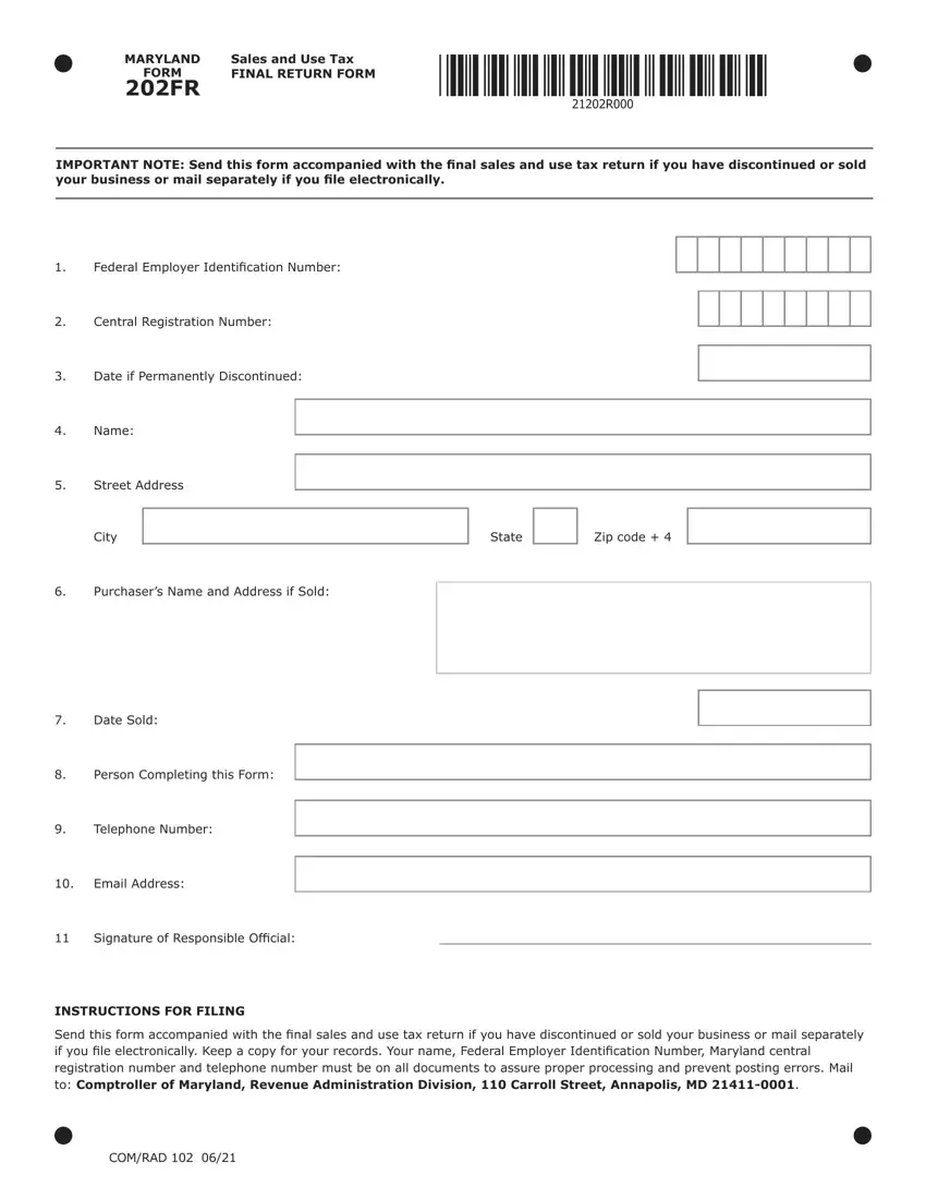 Maryland Sales Use Tax Form 202 first page preview