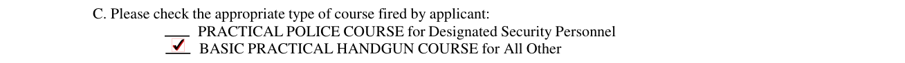 Form 29-14 example filled out, please check the appropriate type of course fired by applicant