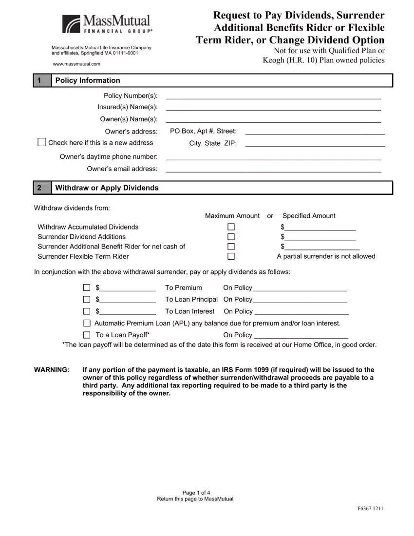 Mass Mutual Policy Surrender first page preview