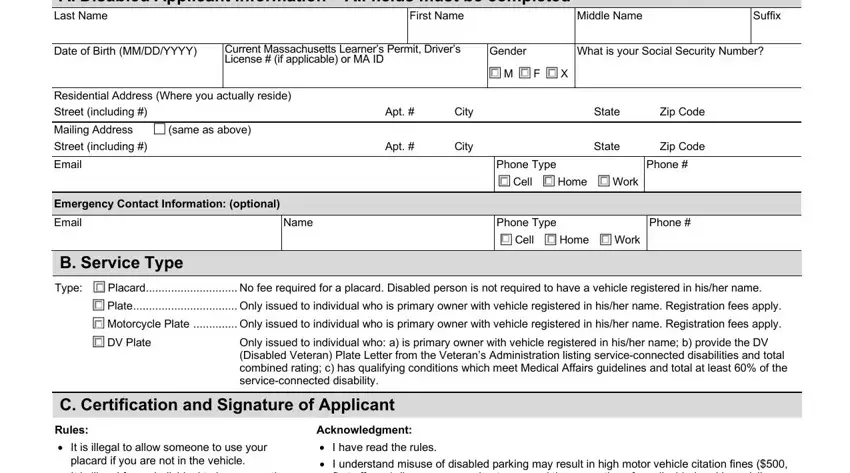 Massachusetts Disabled Parking App PDF Form - FormsPal