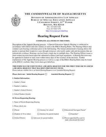 Massachusetts Hearing Request Form Preview