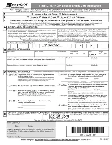 Massachusetts ID Application Form Preview