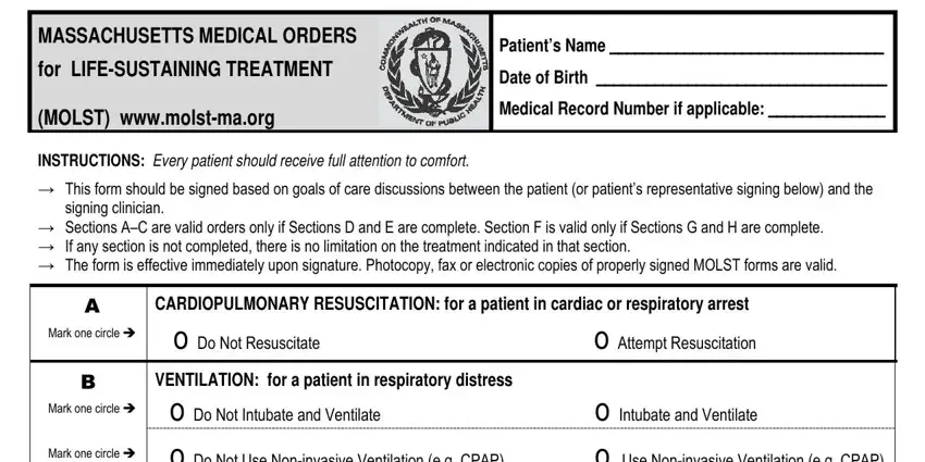 massachusetts medical orders for life sustaining treatment form spaces to fill in