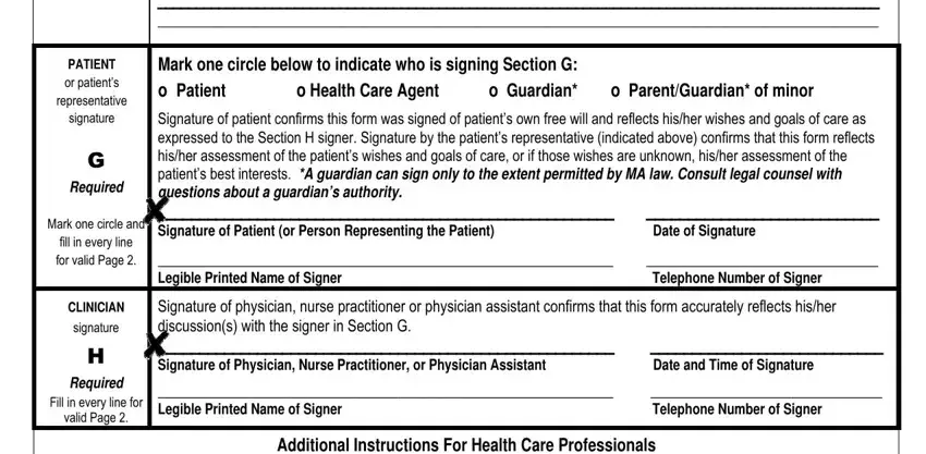 Filling in massachusetts medical orders for life sustaining treatment form stage 4