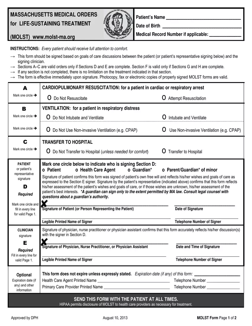 Massachusetts Molst Form first page preview