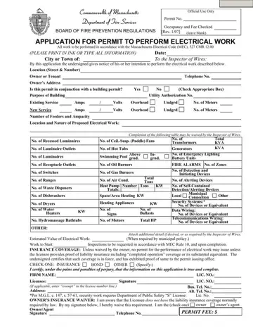 Massachusetts Permit Electrical Form Preview