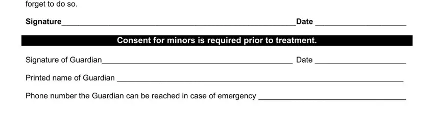 body treatment consent form Because massage is contraindicated, SignatureDate, Consent for minors is required, Signature of Guardian Date, Printed name of Guardian, and Phone number the Guardian can be fields to insert