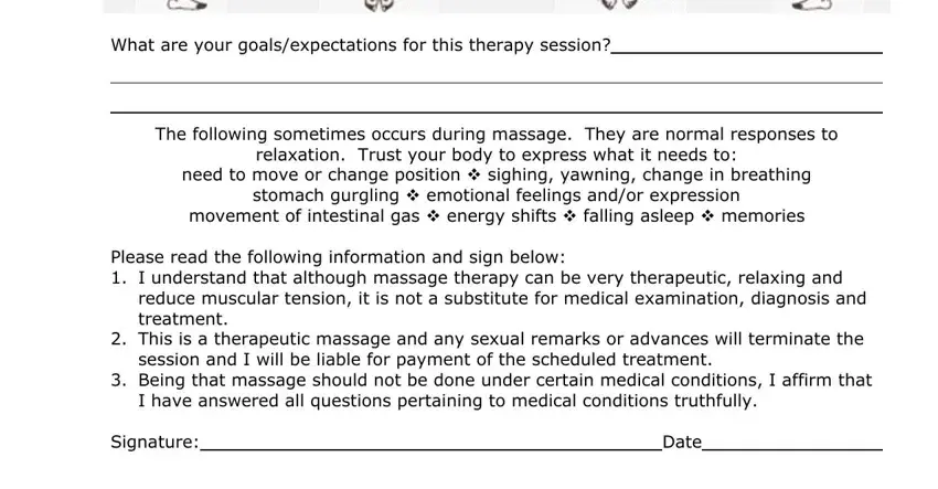 Finishing massage therapist intake forms part 5