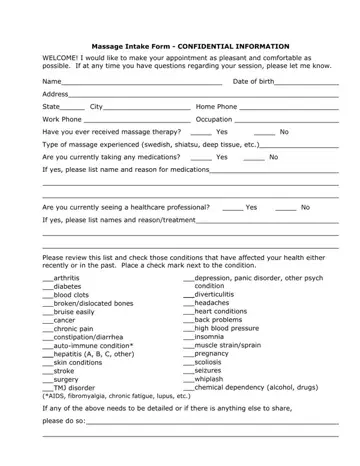 Massage Intake Form Preview
