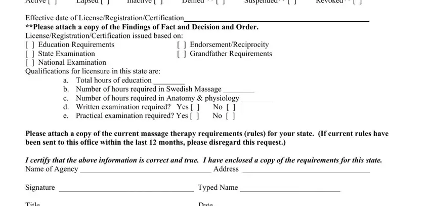 Entering details in texas massage license lookup part 2
