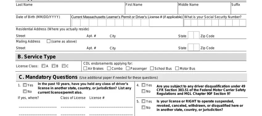 completing cdl application ma part 1