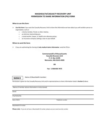 Masshealth Casualty Recovery Form Preview