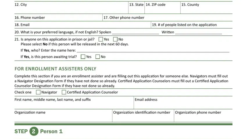 Filling out masshealth saca 2 erv step 4