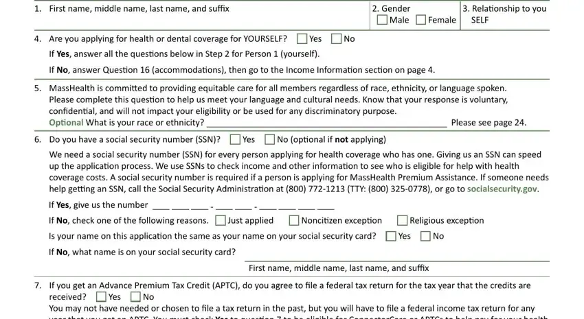 Entering details in masshealth saca 2 erv step 5