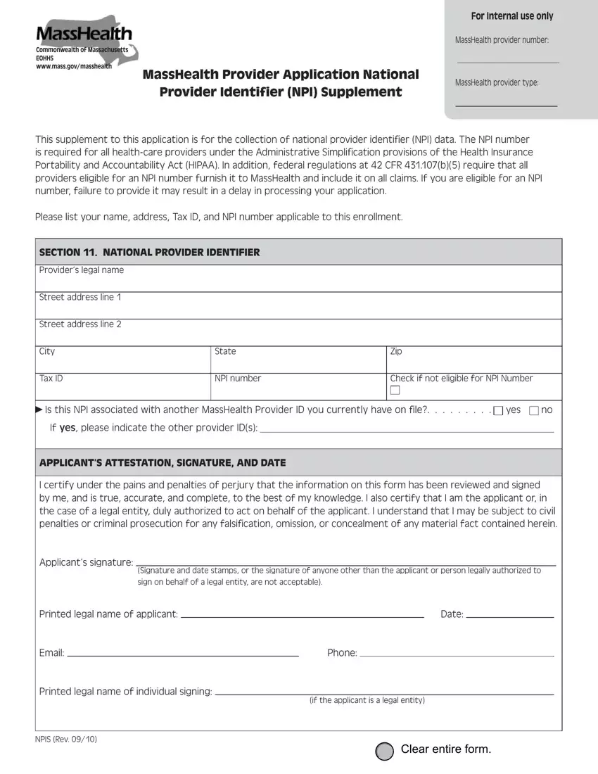 Masshealth Npis Form first page preview