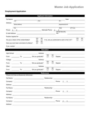 Master Job Application Form Preview