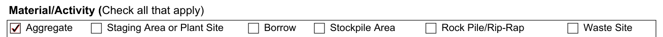 Form SFN 58466 example filled out, material/Activity (Check all that apply)