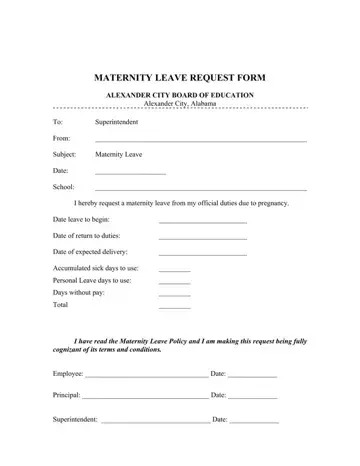 Maternity Leave Form Preview