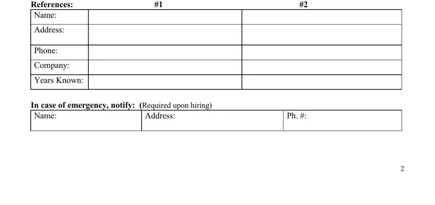 maverick applications References Name, Address, Phone, Company, Years Known, In case of emergency notify, and Address blanks to insert