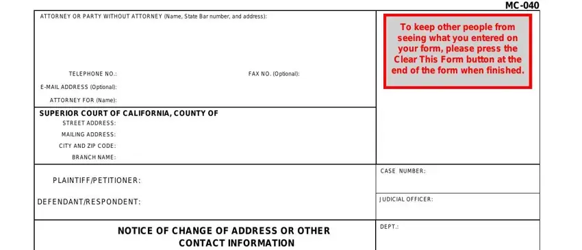 filling in ca notice change form stage 1