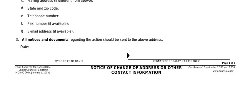 Finishing ca notice change form part 3