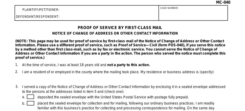 Filling out ca notice change form stage 4