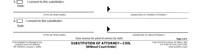step 3 to completing judicial council forms substitution of attorney