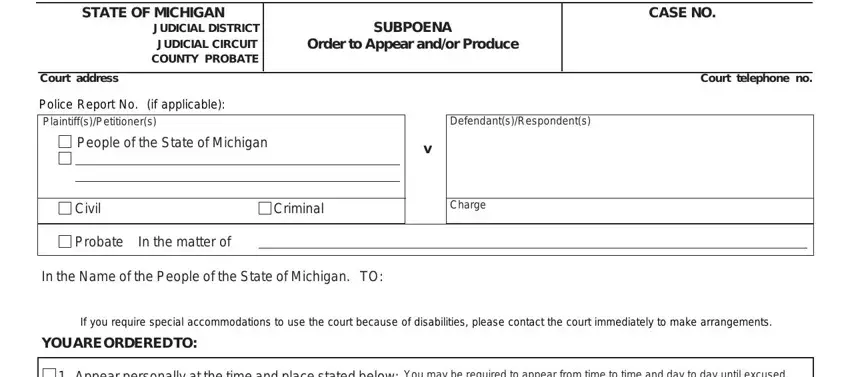 filling out michigan scao subpoena form form part 1