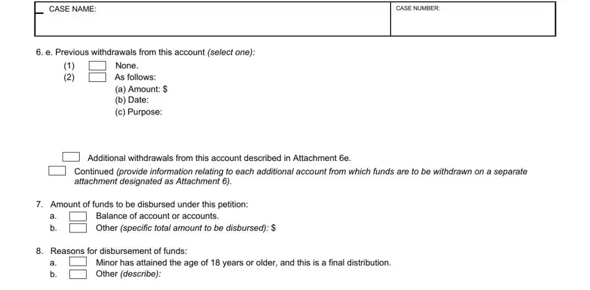 Entering details in account petition online step 4