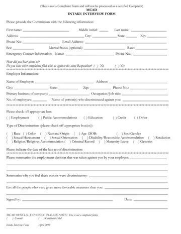 Mcad Complaint Form Preview