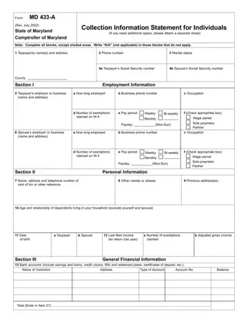 Md 433 A Form Preview