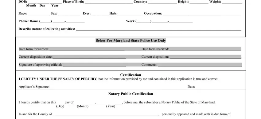 stage 2 to filling out msp regulated firearms application