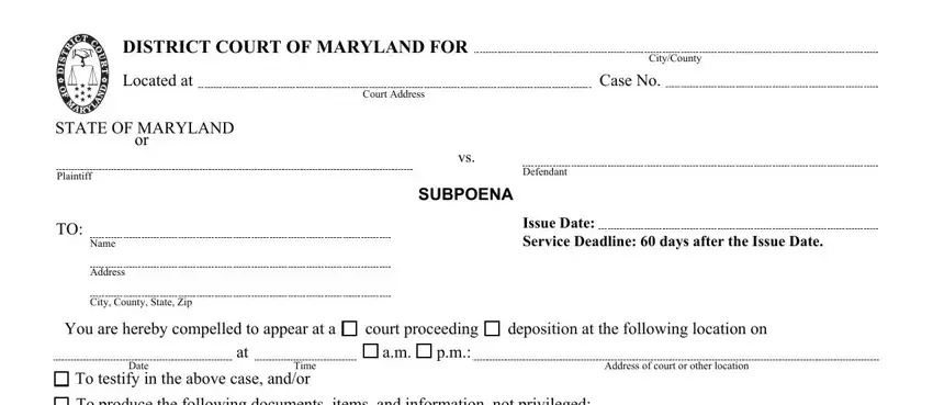 maryland form subpoena empty spaces to consider