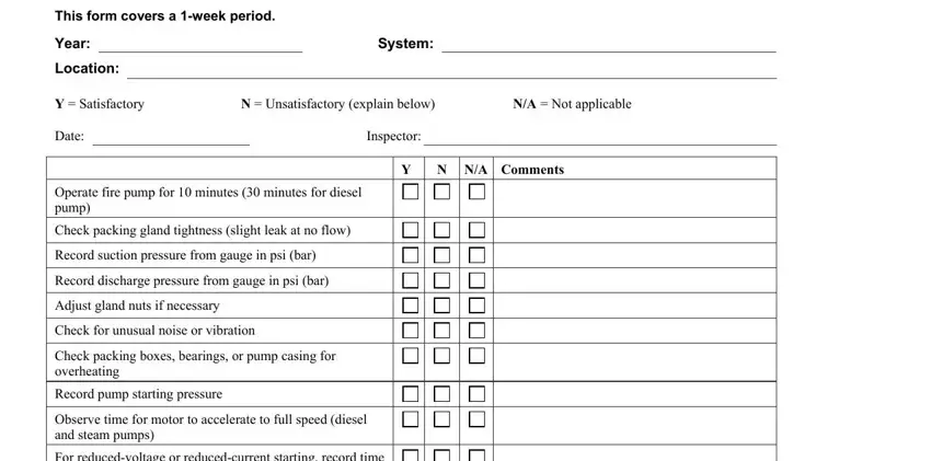 example of gaps in fire pump test log sheet