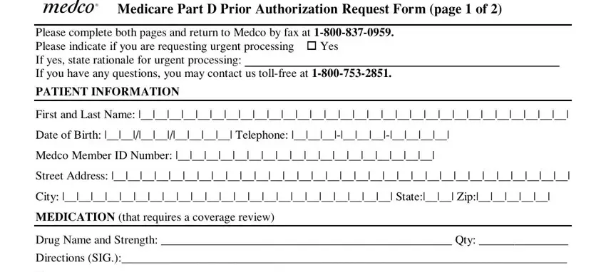 medco medicare part d prime prior authorization form empty fields to consider