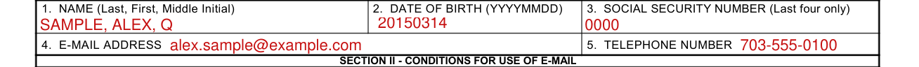 Medcom Form 756 example filled out, section I, patient data